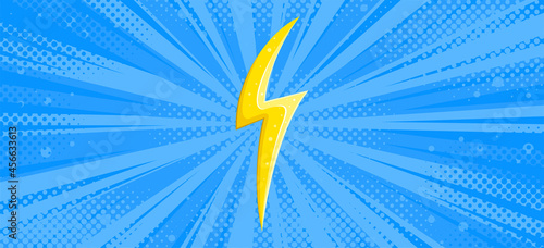 Pop art comic background with lightning and halftone. Versus background for before and after concepts. Vector illustration backdrop