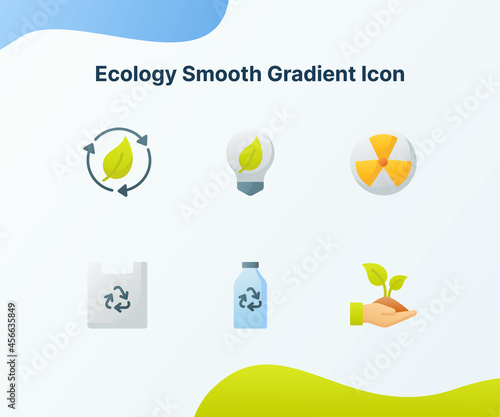 ecology smooth gradient icon collection package white isolated background with modern flat cartoon style