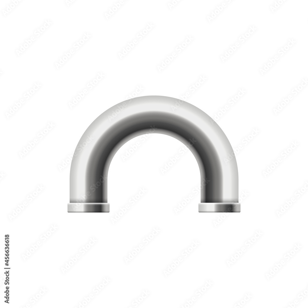 Curved element of metal plumbing tube for water pipe a 3d vector illustration. Curved element of metal plumbing tube for water pipe a 3d vector illustration.