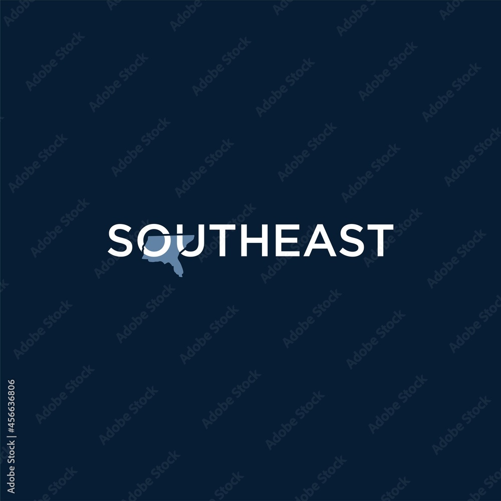 southeast typography logo design vector, abstract map vector