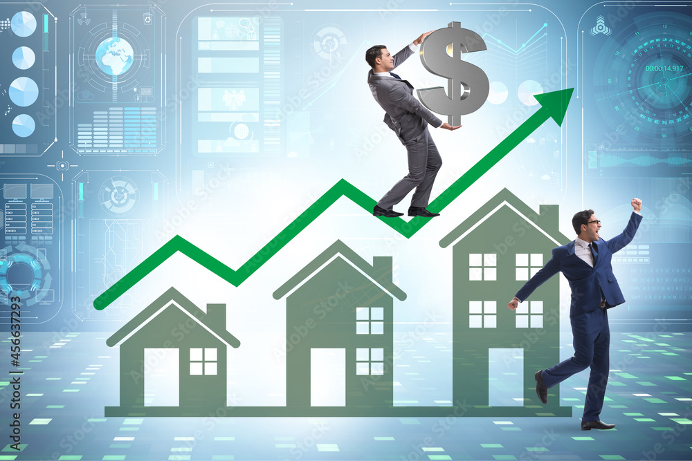 Property market recovery concept with houses Property market recovery concept with houses