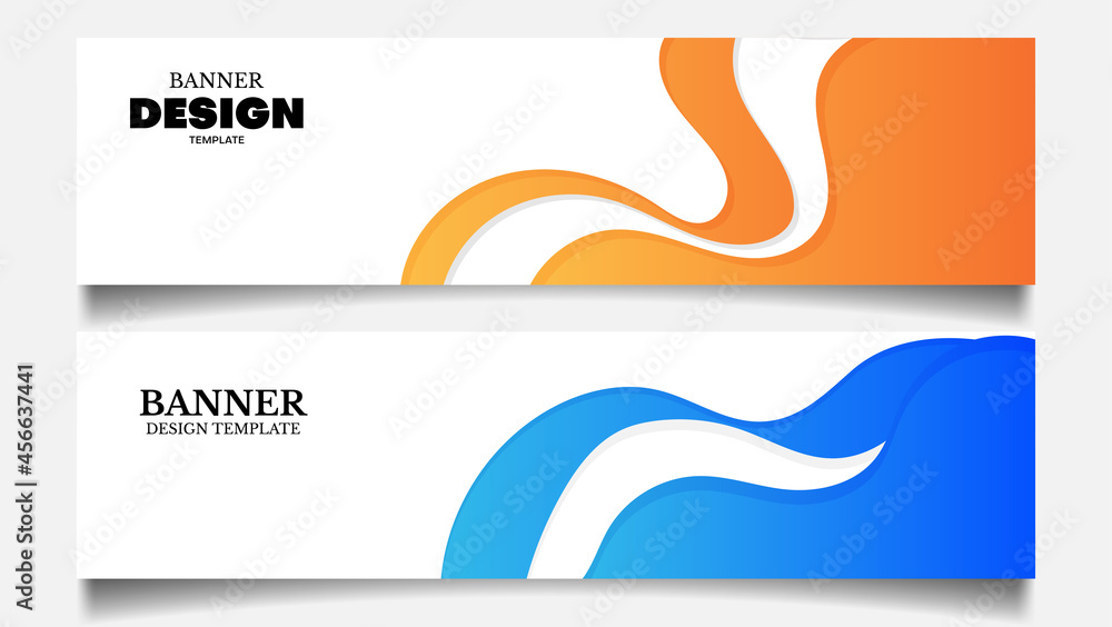 abstract banner background with blue and orange fluid shape