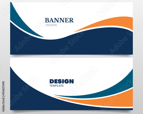 set of business banner design template with blue green and orange