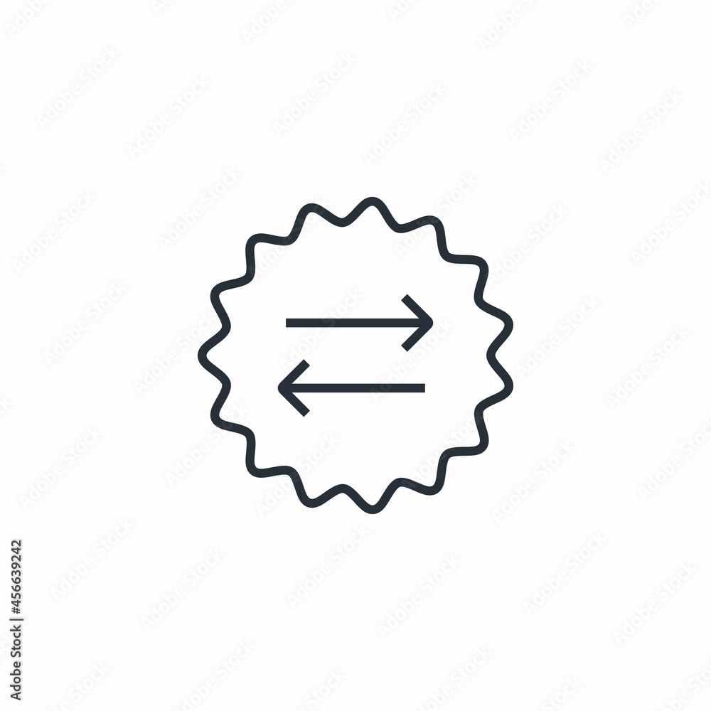 The seal of the exchange transaction. Exchange of goods and services. Vector linear icon isolated on white background. The seal of the exchange transaction. Exchange of goods and services. Vector linear icon isolated on white background.