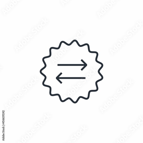 The seal of the exchange transaction. Exchange of goods and services. Vector linear icon isolated on white background.