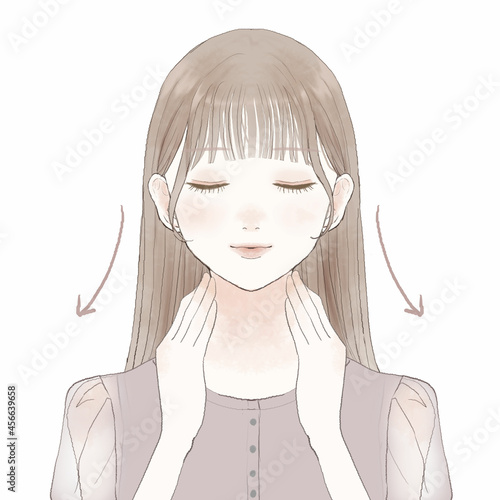 首をマッサージする女性