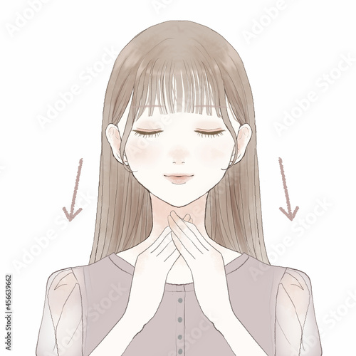 首をマッサージする女性