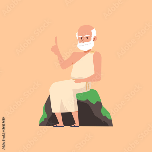Greek or roman scientist, philosopher or mathematician in toga and sandals.