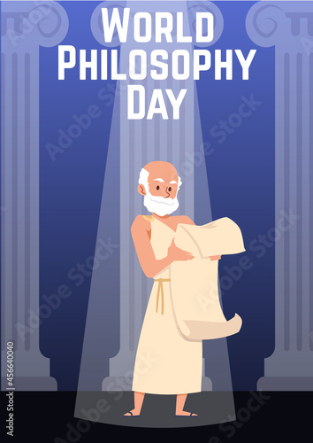 World Philosophy Day banner or card template, flat vector illustration.
