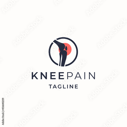 Knee bone pain orthopedic logo icon design template flat vector illustration
