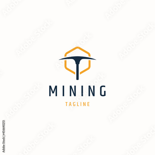 Pickaxe mining logo icon design template flat vector illustration