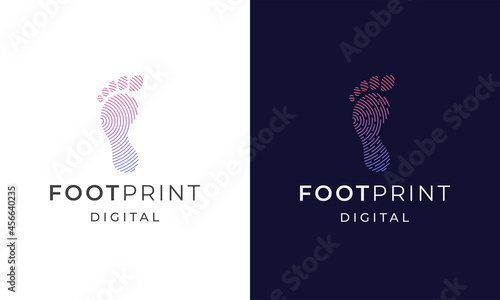 Foot print digital logo icon design template flat vector illustration