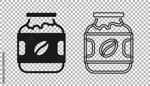 Black Coffee jar bottle icon isolated on transparent background. Vector