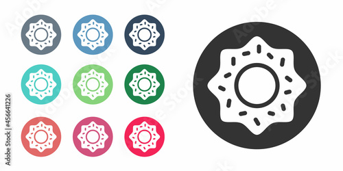 Black Donut with sweet glaze icon isolated on white background. Set icons colorful. Vector