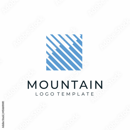Stripes Mountain Silhouette as Growing Statistic Chart Bar Diagram Business Finance Marketing logo design