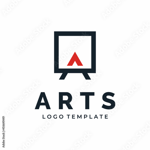 Easel Stand Painting Board with Initial Letter A for Art Artist Artistic logo design