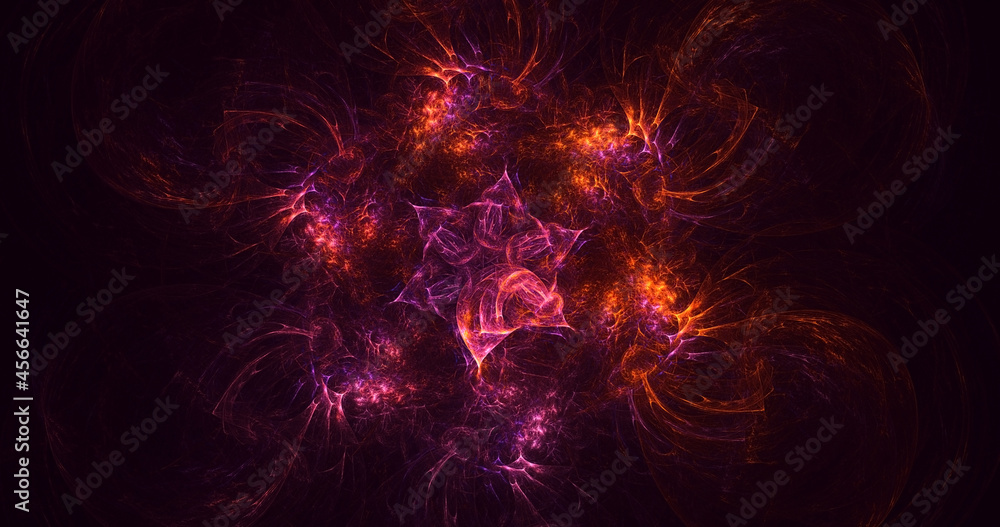 3D rendering abstract colorful fractal light background