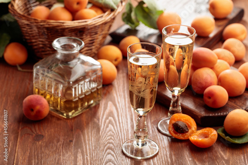 Apricot liquor with fresh fruits.