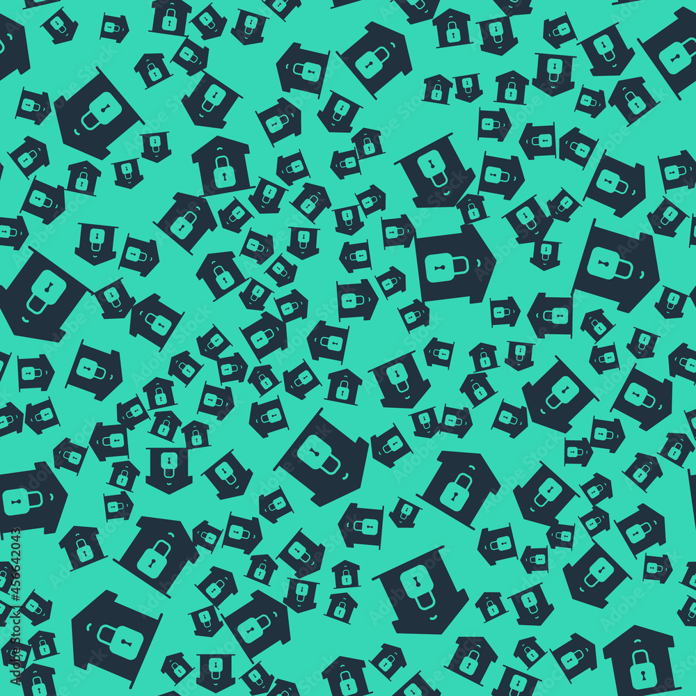 Black Closed warehouse icon isolated seamless pattern on green background. Vector Black Closed warehouse icon isolated seamless pattern on green background. Vector