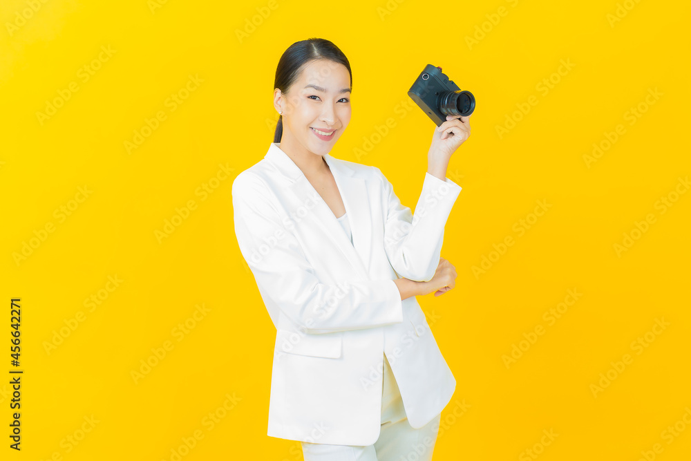 Portrait beautiful young asian woman use camera Portrait beautiful young asian woman use camera