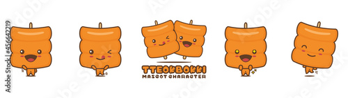 cute tteokbokki mascot, korean food cartoon illustration