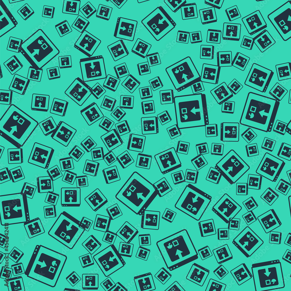 Black Online app delivery tracking icon isolated seamless pattern on green background. Parcel tracking. Vector Black Online app delivery tracking icon isolated seamless pattern on green background. Parcel tracking. Vector