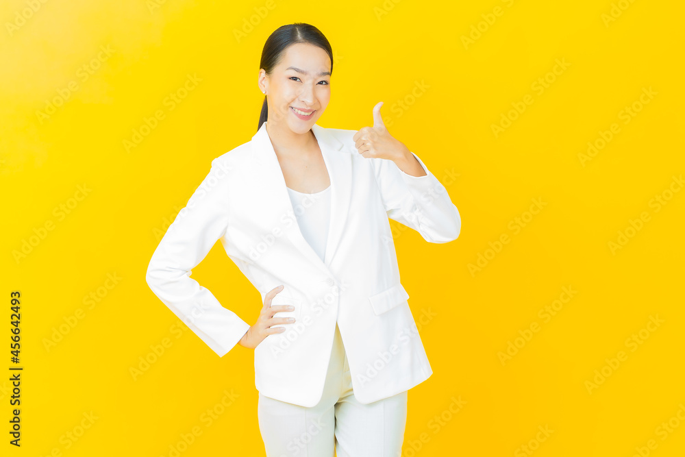 Portrait beautiful young asian woman smile with action Portrait beautiful young asian woman smile with action