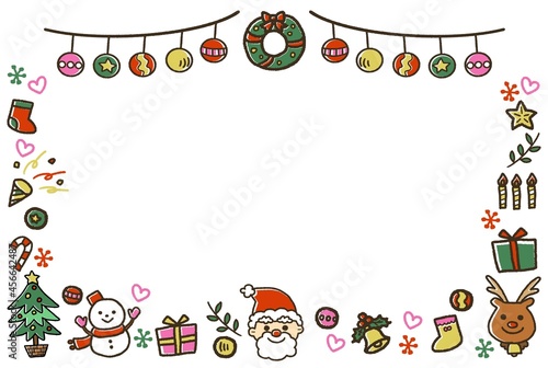 クリスマスの手描きイラスト素材フレーム01