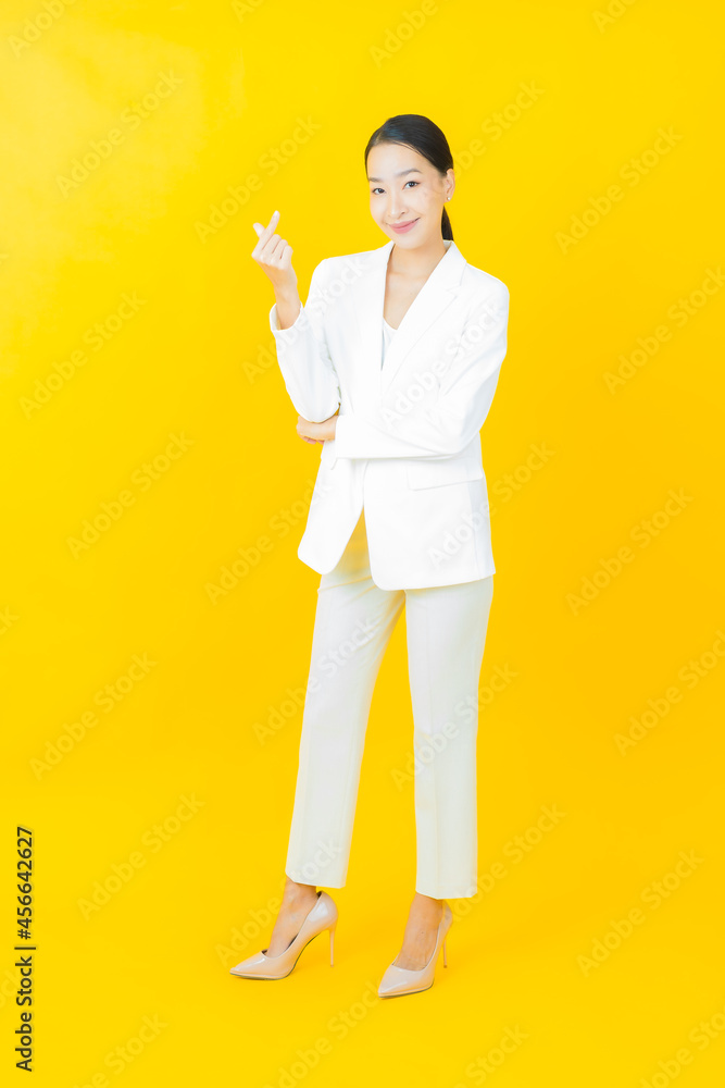 Portrait beautiful young asian woman smile with action Portrait beautiful young asian woman smile with action