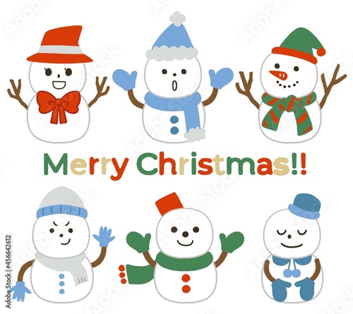 雪だるまの手書き風イラスト　クリスマス