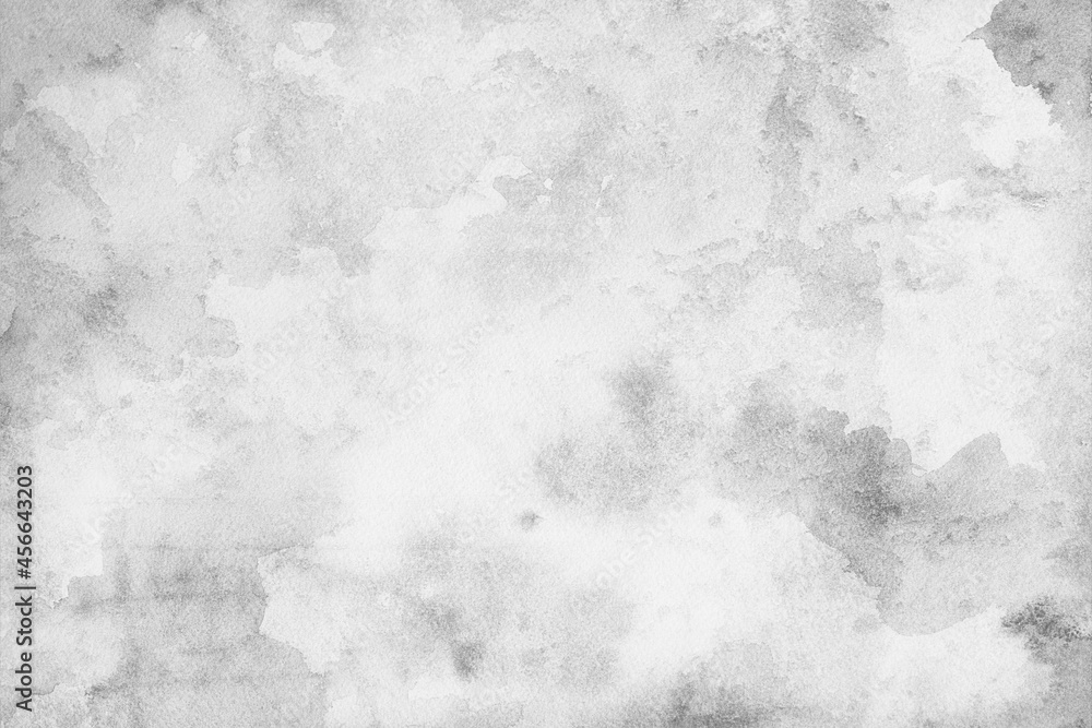 white paper background with watercolor paper grain texture and old distressed vintage grunge stains and watercolor blotches painted light gray and white paper