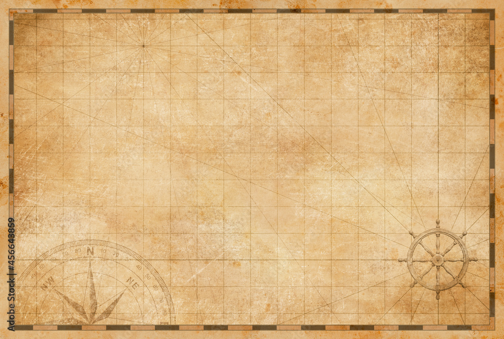 Naklejka premium old nautical pirates treasure map background