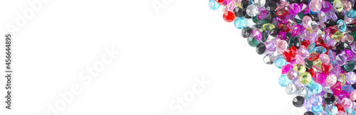 Colored decorative stones on a white background. Copy Space.