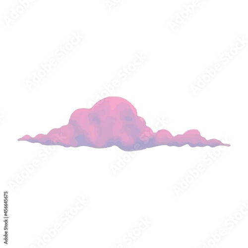 Cloud vector illustration in realism, isolated on white background, blue and pink color, sticker