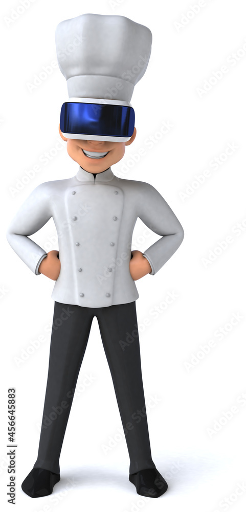 Fun 3D Illustration of a chef with a VR Helmet Fun 3D Illustration of a chef with a VR Helmet