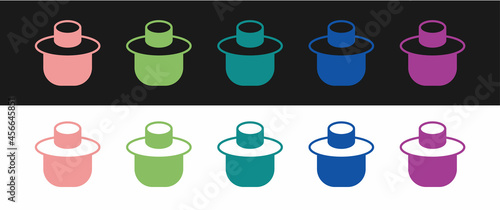 Set Beekeeper with protect hat icon isolated on black and white background. Special protective uniform. Vector