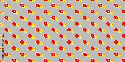 Seamless pattern with lemon, orange and grapefruit