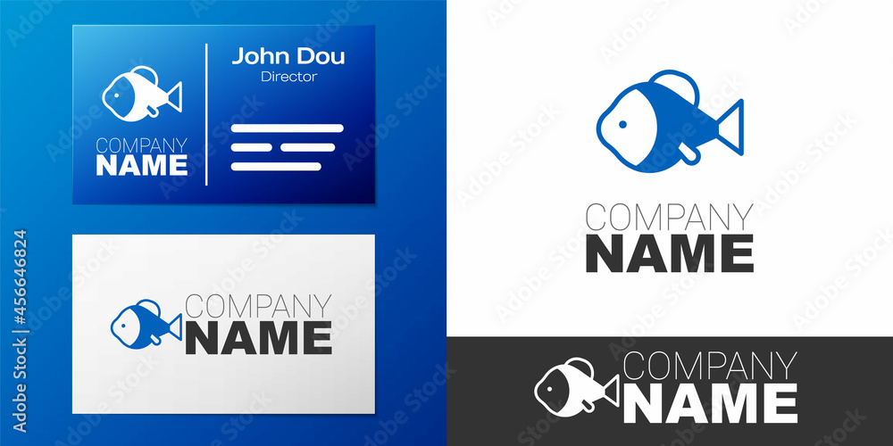 Obraz premium Logotype Fish icon isolated on white background. Logo design template element. Vector