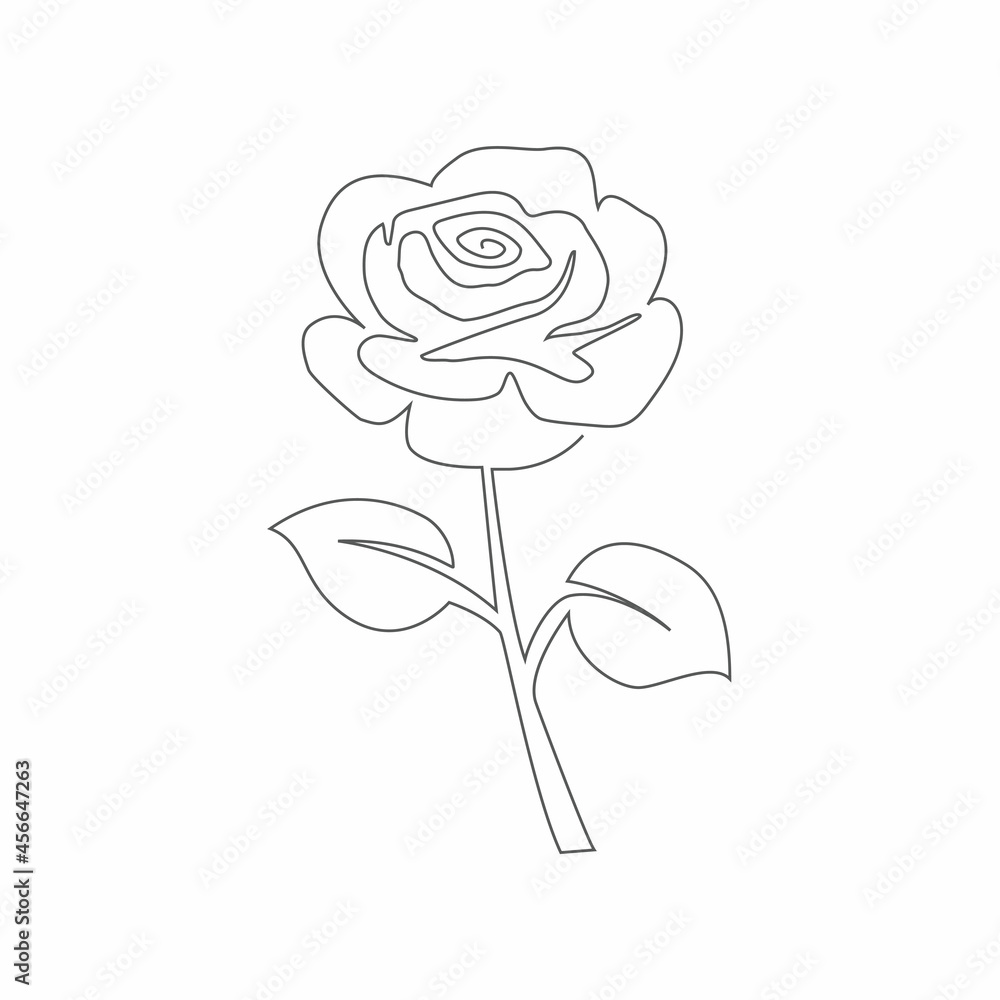 Obraz premium Rose One line drawing on white background