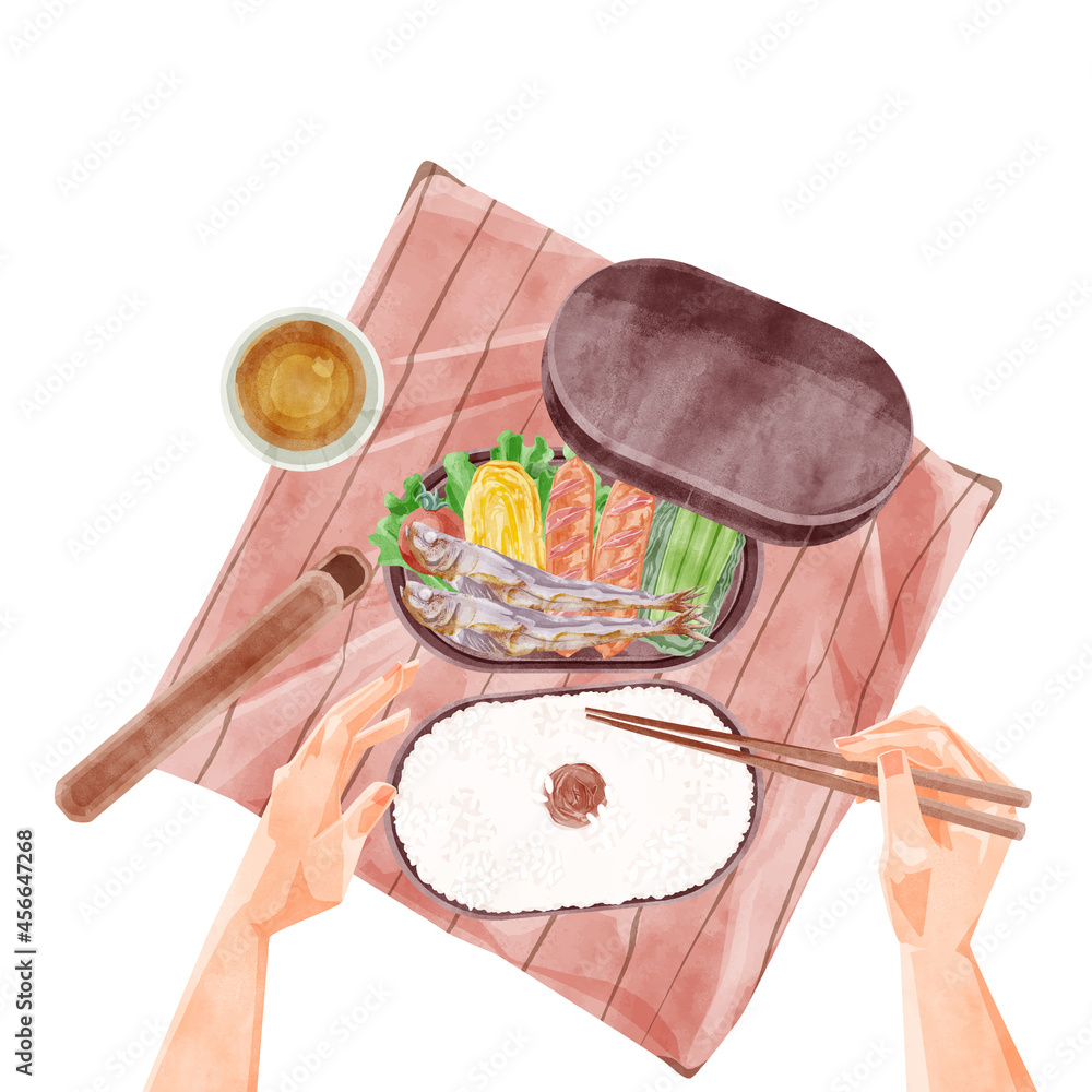昼食にめざし手作り弁当を食べる手書き水彩風イラスト Stock Vector Adobe Stock 昼食にめざし手作り弁当を食べる手書き水彩風イラスト Stock Vector Adobe Stock