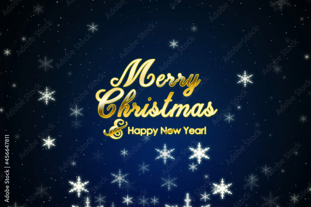 Gold text of Merry Christmas and Happy New Year