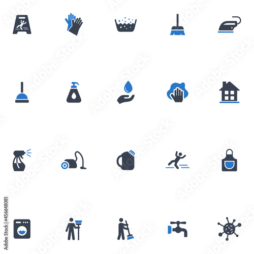 Cleaning icons set vector graphic