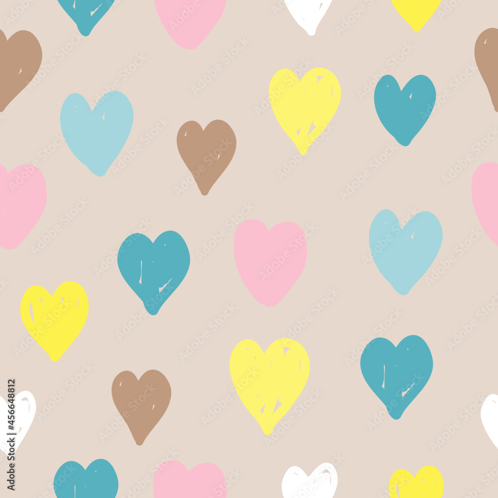 seamless heart pattern on blue background Used for paper, wallpaper, fabric, modern printing.