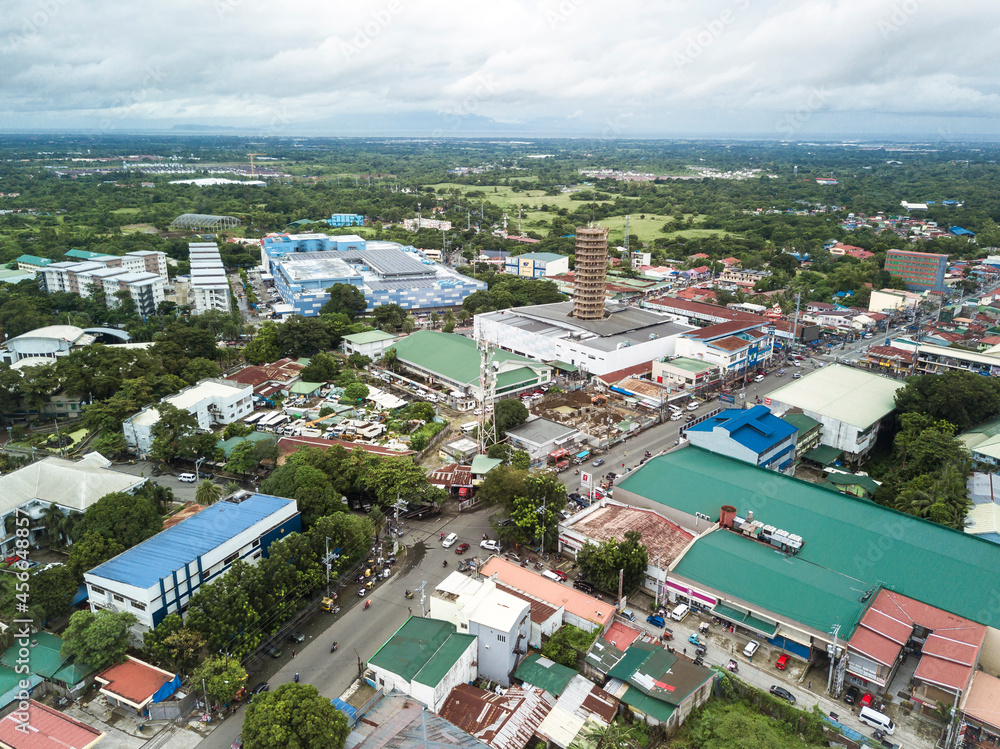 Trece Martires, Cavite, Philippines Aerial of the city center, Tower Mall and SM Trece