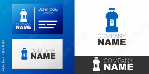 Logotype Plastic bottle for laundry detergent, bleach, dishwashing liquid or another cleaning agent icon isolated on white background. Logo design template element. Vector