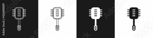 Set Toilet brush icon isolated on black and white background. Cleaning service concept. Vector