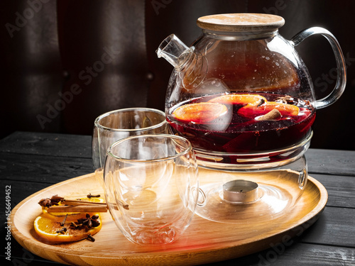 mulled wine with fruits and spices