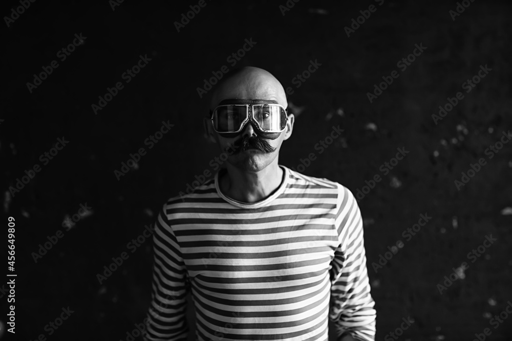 portrait of a steam punk hipster, mustachioed man posing, face, mustache portrait of a steam punk hipster, mustachioed man posing, face, mustache