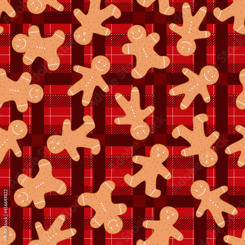 Ginger man seamless pattern. Christmas print.