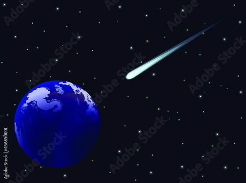 Comet about to strike Earth vector illustration